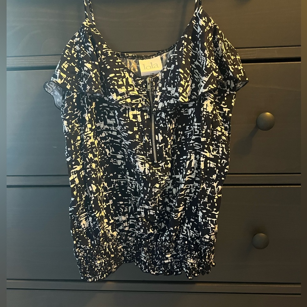 Lola Navy Blue & White Abstract Tank